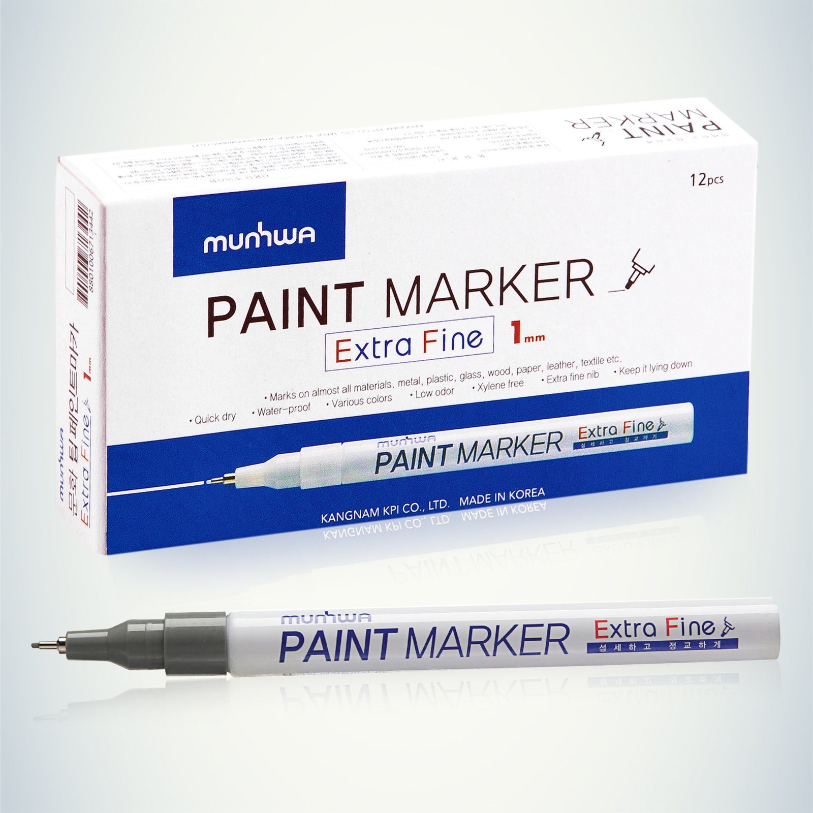 Маркер-краска MunHwa "Extra Fine Paint Marker" серебро, 1мм, нитро-основа EFPM-06 (уп.12шт) 260033