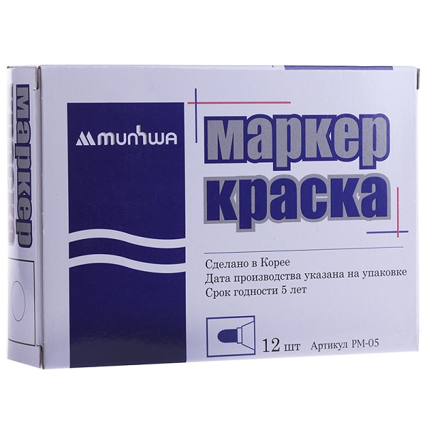 Маркер-краска MunHwa белая, 4мм, нитро-основа PM-05 (уп.12шт)
