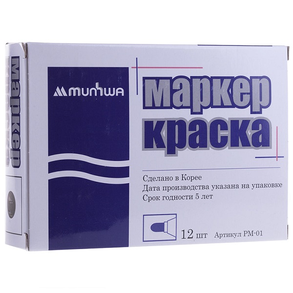 Маркер-краска MunHwa черная, 4мм, нитро-основа PM-01 (уп.12шт)