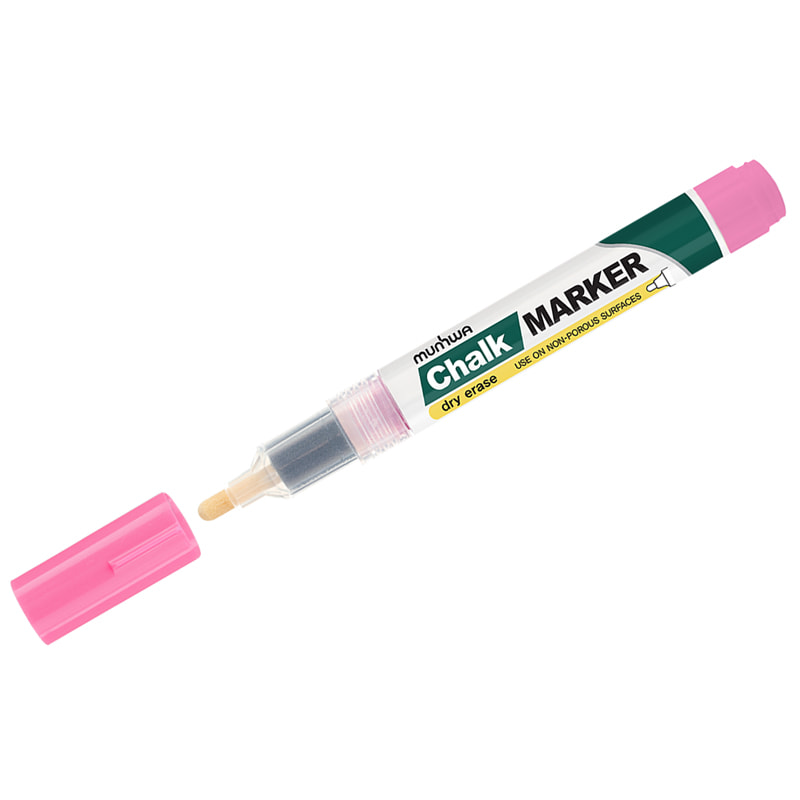 Маркер меловой MunHwa Chalk Marker розовый, 3мм, спиртовая основа СМ-10 (уп.3шт) 227225