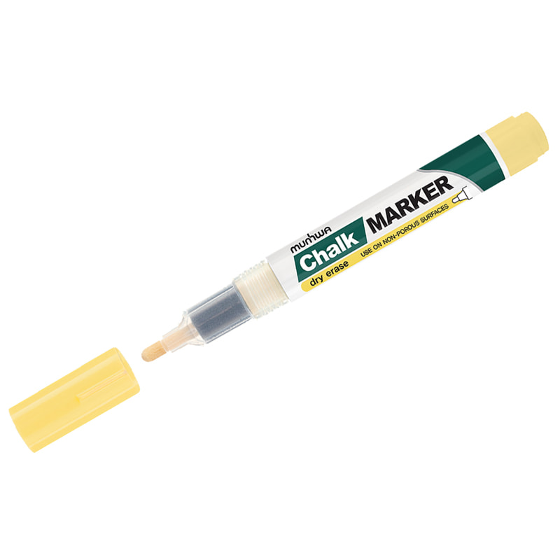 Маркер меловой MunHwa Chalk Marker желтый, 3мм, спиртовая основа СМ-08 (уп.3шт) 227224