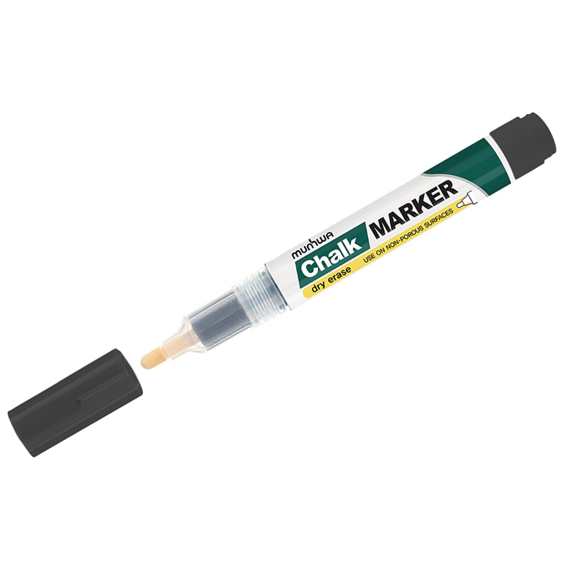 Маркер меловой MunHwa Chalk Marker чёрный, 3мм, спиртовая основа СМ-01 (уп.3шт) 227220