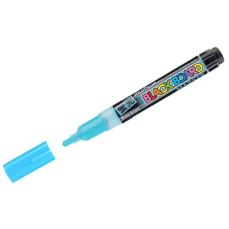 Маркер меловой MunHwa Black Board Marker голубой, 3мм, водная основа ВМ-02 (уп.6шт) 260044