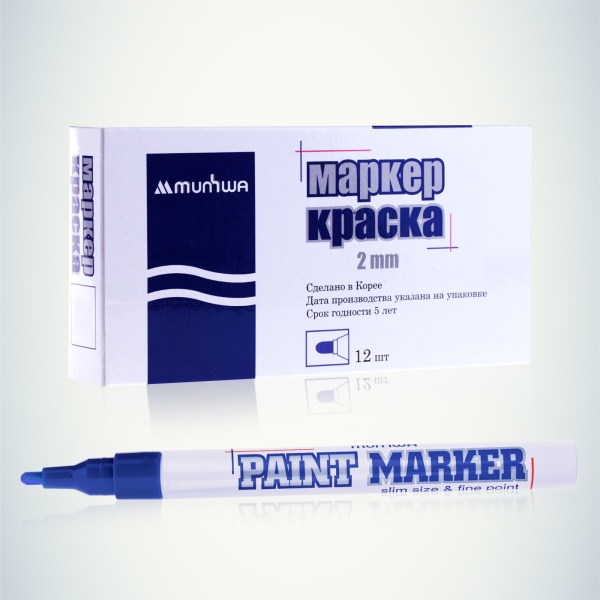 Маркер-краска MunHwa Slim синяя, 2мм, нитро-основа SPM-02 (уп.12шт) 207861 Маркер-краска MunHwa Slim синяя, 2мм, нитро-основа SPM-02 (уп.12шт) 207861