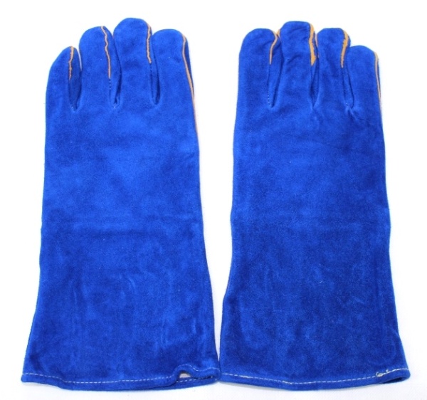 Краги  спилковые синие усил. пал. (ДОКА) (RX4019,14,АВ)