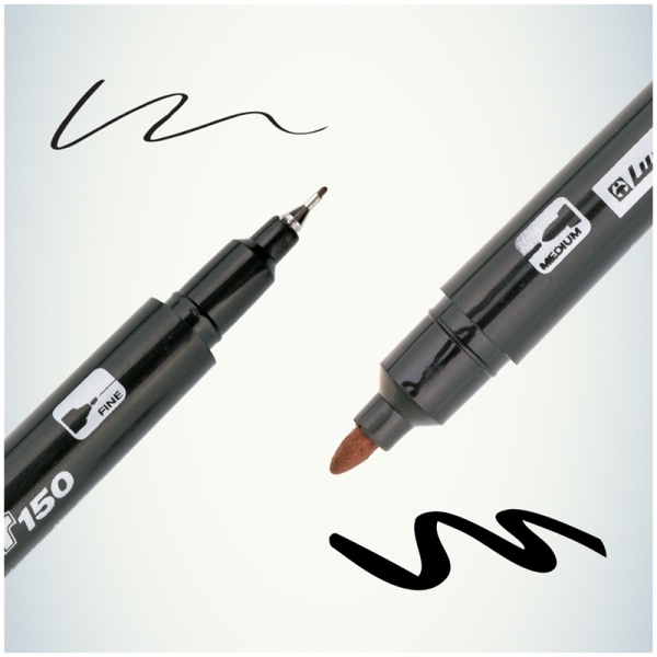 Маркер перманентный двухсторонний Luxor Twin Marker 150, чёрный,пулевидный 0,7/1мм 3011 (уп.12шт)