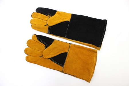 Краги спилковые жел./черн. с усил. лад. удлин. кевлар (ДОКА) (RX4018,16,АВ)